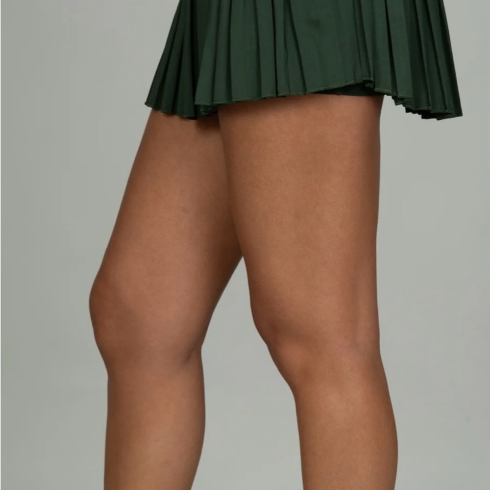 Gold Hinge Green Skirt Ruffled Tennis Skirt with Shorts underneath